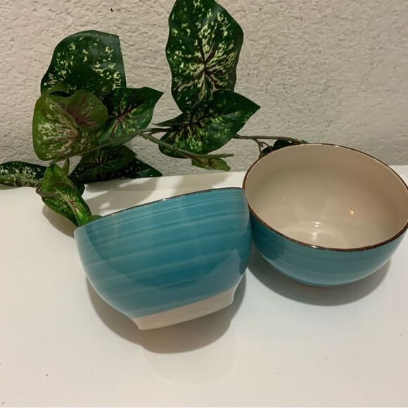 Set Of 2 Royal Norfolk Turquoise Blue Swirl Soup Cereal Bowl 5" G3 - Picture 4 of 6